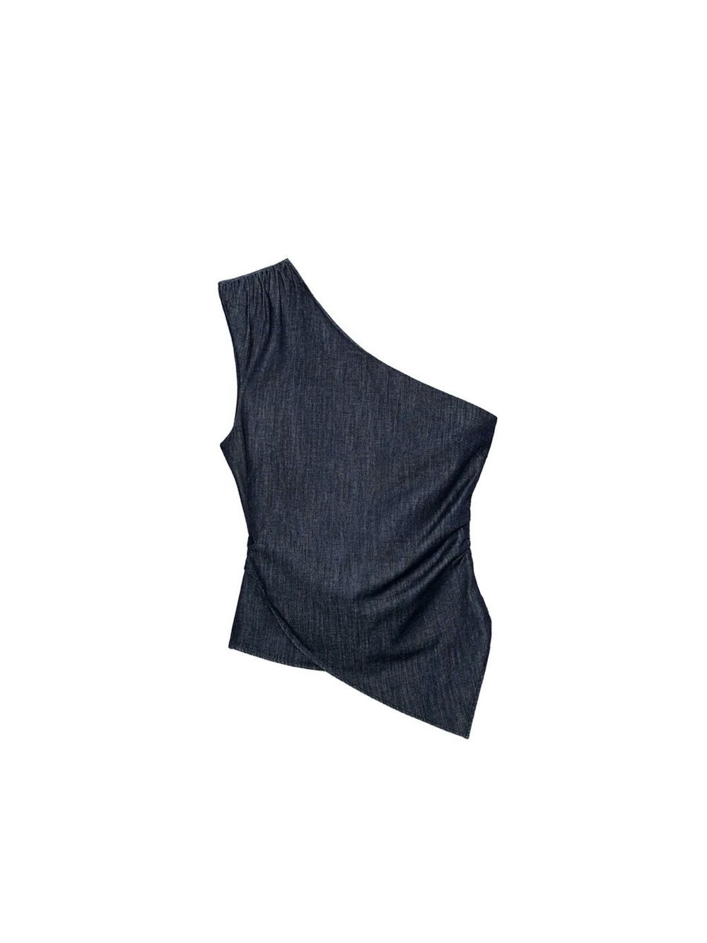 Zara One-Shoulder Navy Blue Asymmetric Top